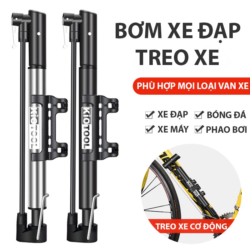 Bơm xe đạp treo xe Kiotool mang theo khi đi đường dài nhỏ gọn phù hợp với van mỹ  pháp chuyên dụng cho xe đạp thể  thao