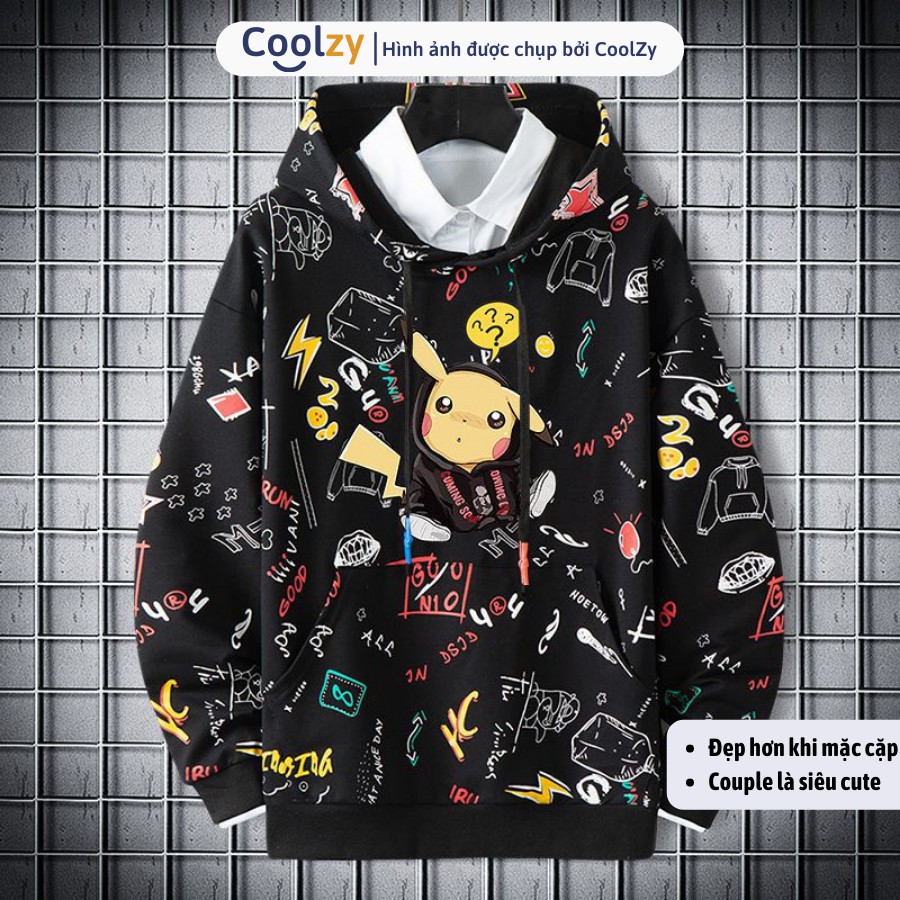 Áo khoác nỉ unisex Hoodie ❤️ Áo khoác hoodie ulzzang PIKACHU NGẬM ỐNG HÚT, form unisex nam nữ trẻ trung