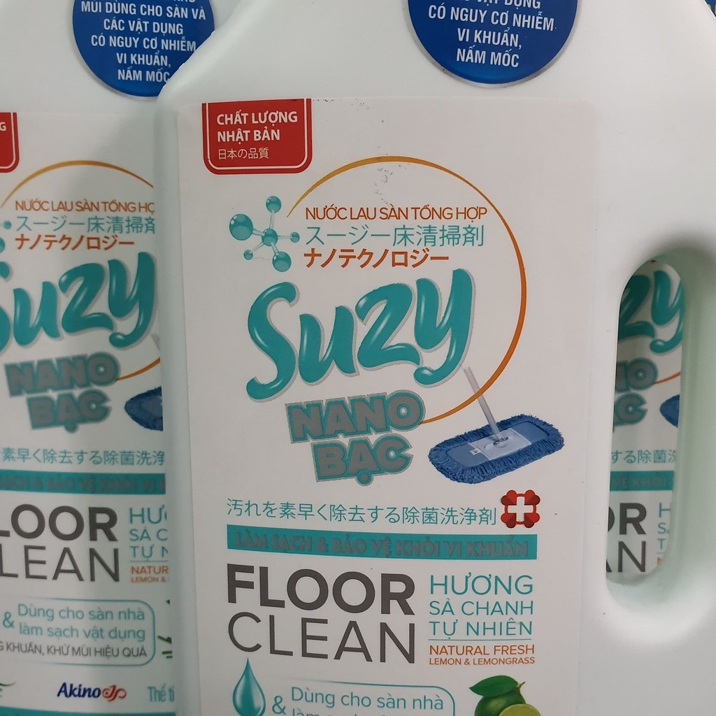 Nước lau sàn SUZY Nhật Bản 4L diệt khuẩn, chống trơn trượt - thành phần HỮU CƠ hương sả chanh