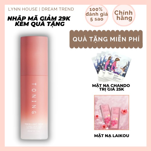 [Mã giảm 35k + 2 quà]  Kem lười nâng tone da trắng sáng TONING Dream Trend