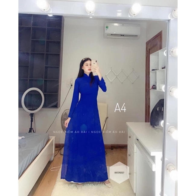 ÁO DÀI LỤA TRƠN TÀ CHỮ A KÈM QUẦN LỤA CÙNG CHẤT