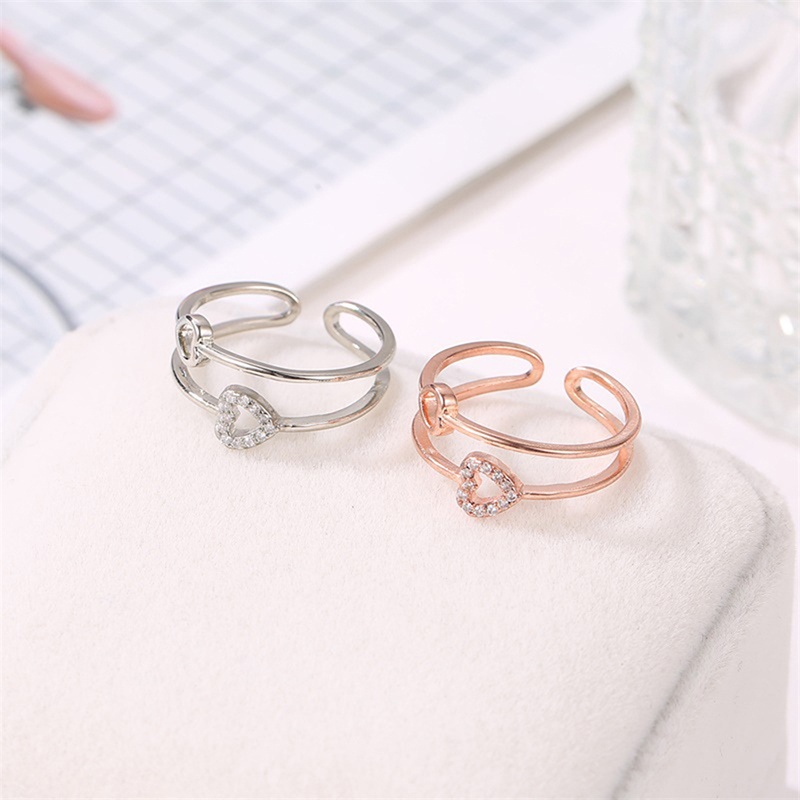 1pcs Women Simple  Love Ring Openwork Filled Zircon Ladies Ring Wedding Party Fine Jewelry