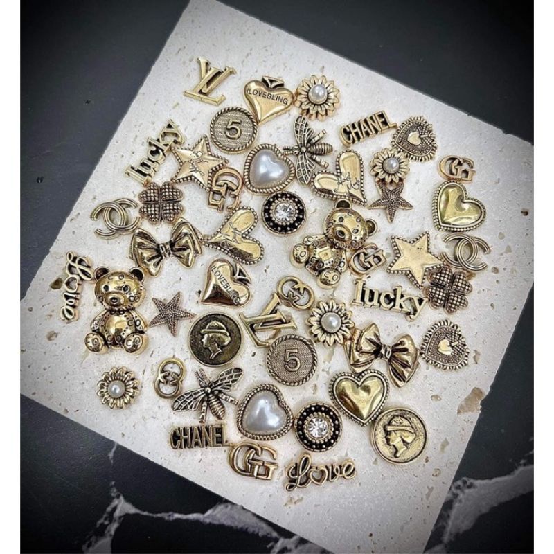 Set charm gấu sắt,nơ,chữ sắt-phụ kiện nail cao cấp