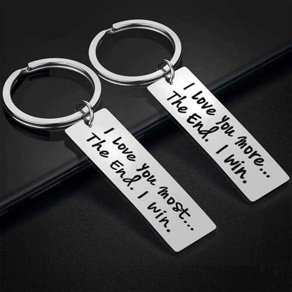 Giá Đỡ Chìa Khóa Bằng Thép Không Gỉ In Chữ I LOVE YOU MORE REBUY1 Dùng Làm Quà Tặng Valentine