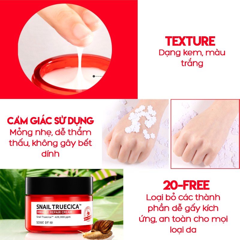 Kem Dưỡng Ẩm Và Phục Hồi Da , Mờ Sẹo Lõm Some By Mi Snail Truecica Miracle Repair Cream 60g