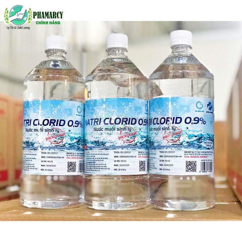 [RẺ VÔ ĐỊCH] Nước muối sinh lý natri clorid 0.9% chính hãng Lamfa chai 1000ml