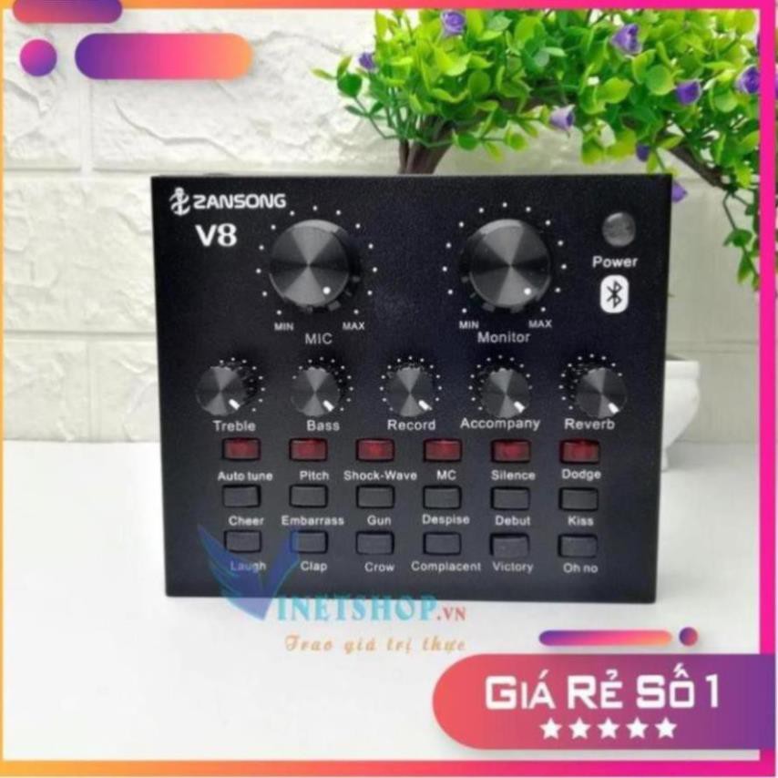 Sound card Zansong v8 livestream karaoke thu âm online,có bluetooth không cần cắm dây lấy nhạc-dc3536