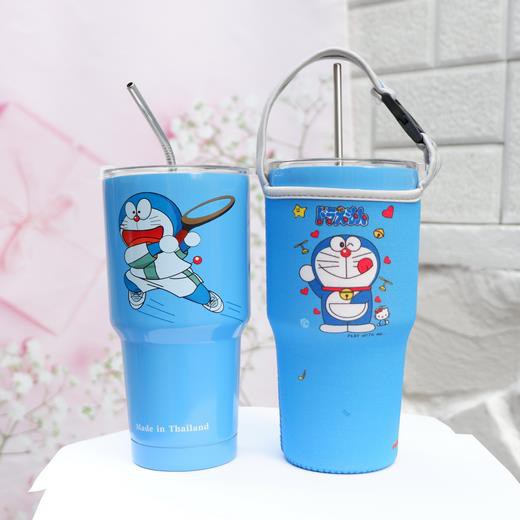 Ly giữ nhiệt inox 900ml hình doraemon, kitty tặng kèm ống hút và túi vải NPP Shoptido