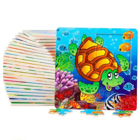 Đồ chơi bộ tranh xếp hình, ghép hình gỗ 16 mảnh cho bé - tranh ghép gỗ puzzle 16 miếng nhiều chủ đề phát triển trí tuệ