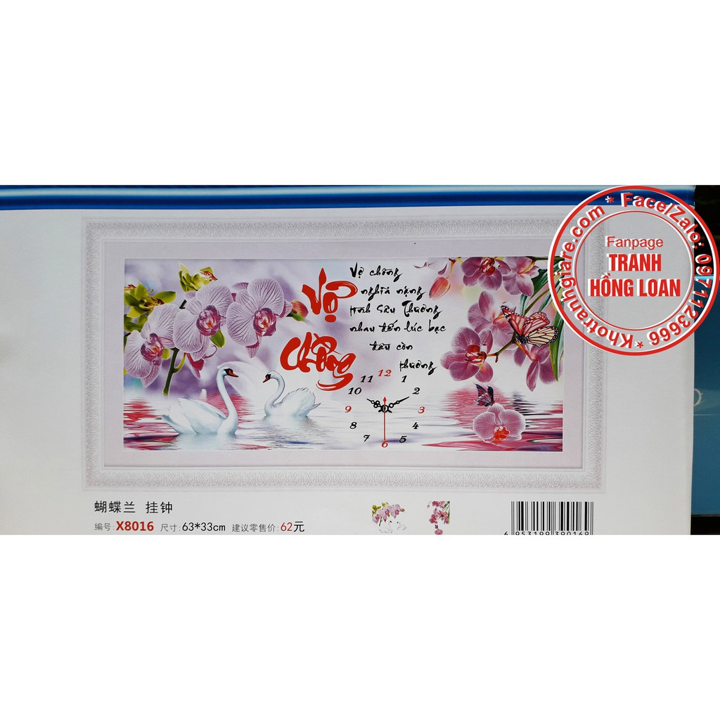 Tranh thêu chữ thập đồng hồ vợ chồng X8016