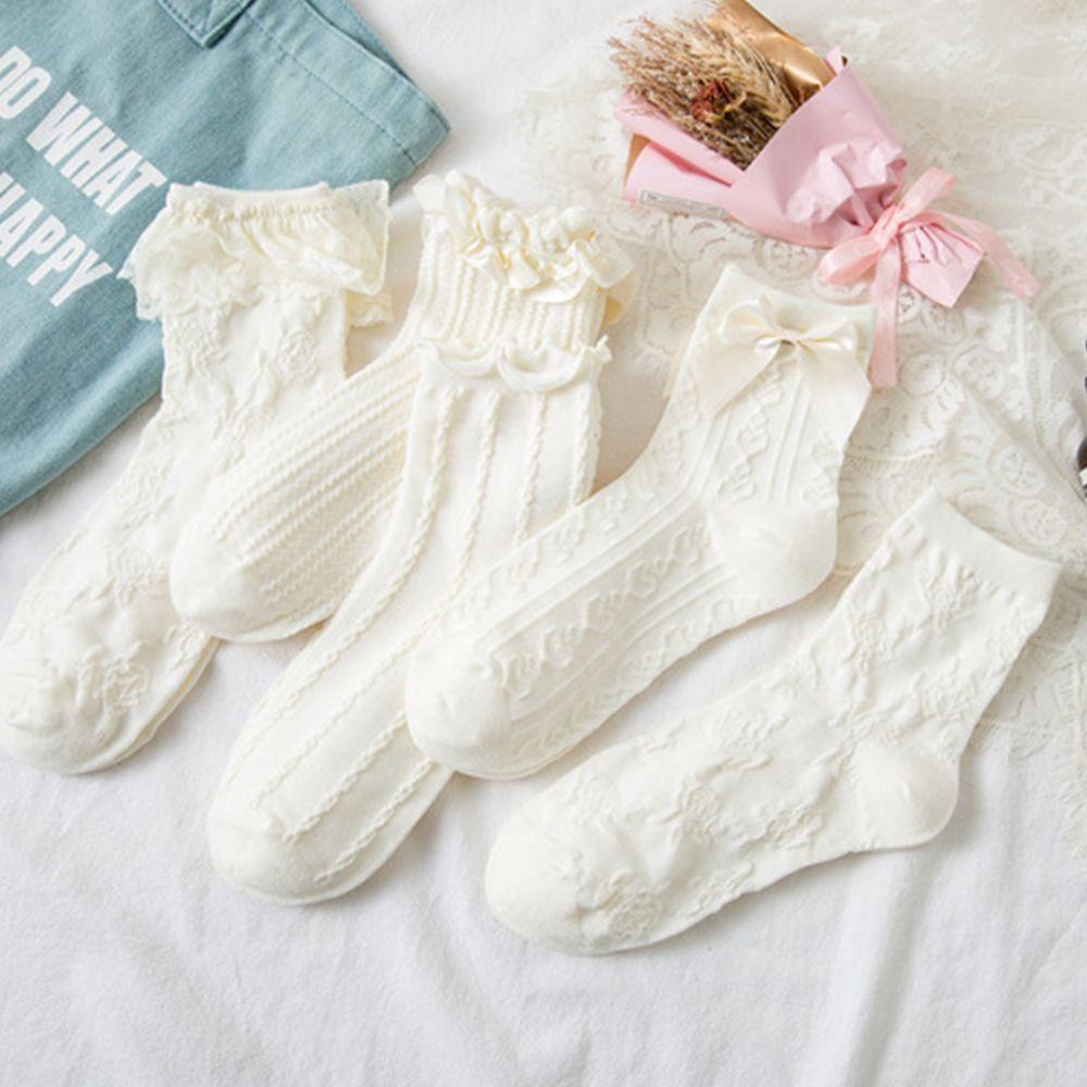 Vớ Lolita Cổ Vừa In Họa Tiết Hoa Hồng Đính Nơ Dễ Thương Thoải Mái Cho Nữ