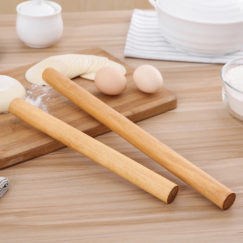 Cán lăn bột làm, cây lăn bột bánh bằng gỗ 25cm