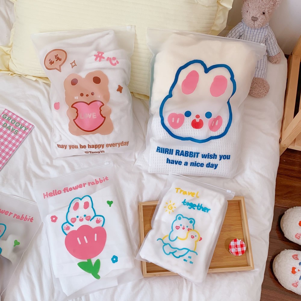 Túi zip khóa lụa đựng quần áo DABU hình dễ thương 3 size