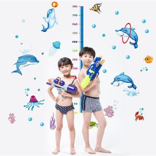 Decal Dán Tường Cao Cấp Thước đo cho bé hình cá heo