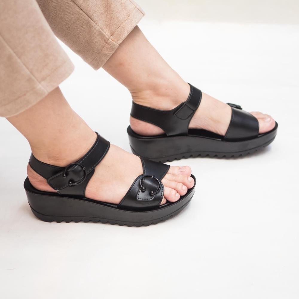 GIÀY SANDAL QUAI HẬU GÓT CAO NỮ BITA'S ĐẾ XUỒNG SAN.02 (ĐEN + TRẮNG) - BITAS HMI