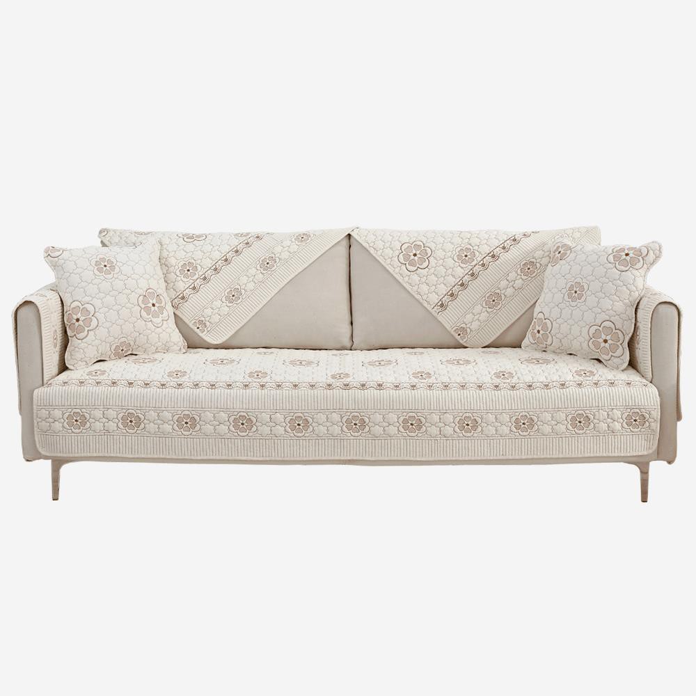 Áo bọc ghế sofa thêu hoạ tiết hai mặt chất liệu vải cotton cao cấp dùng bốn mùa hàng mới