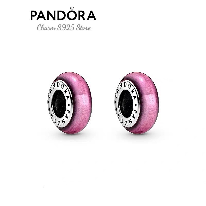 charm pan me xỏ ngang màu hồng 1 cặp bạc s925 cao cấp