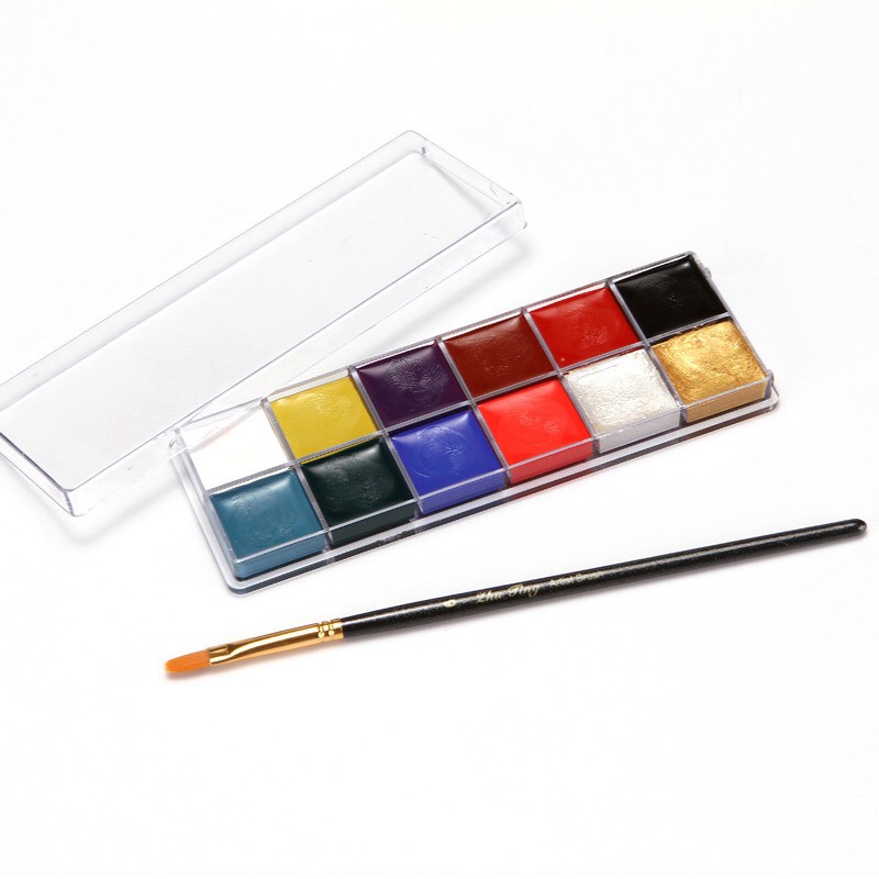 Bảng mầu sơn dầu vẽ cơ thể , vẽ mặt 12 mầu tặng 5 cây cọ vẽ | BigBuy360 - bigbuy360.vn