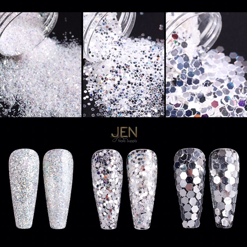 Hũ kim tuyến bạch kim siêu sáng trang trí móng