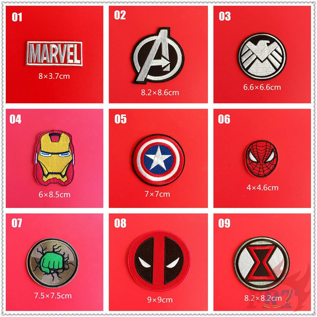 Miếng dán ủi quần áo hình biểu tượng siêu anh hùng marvel