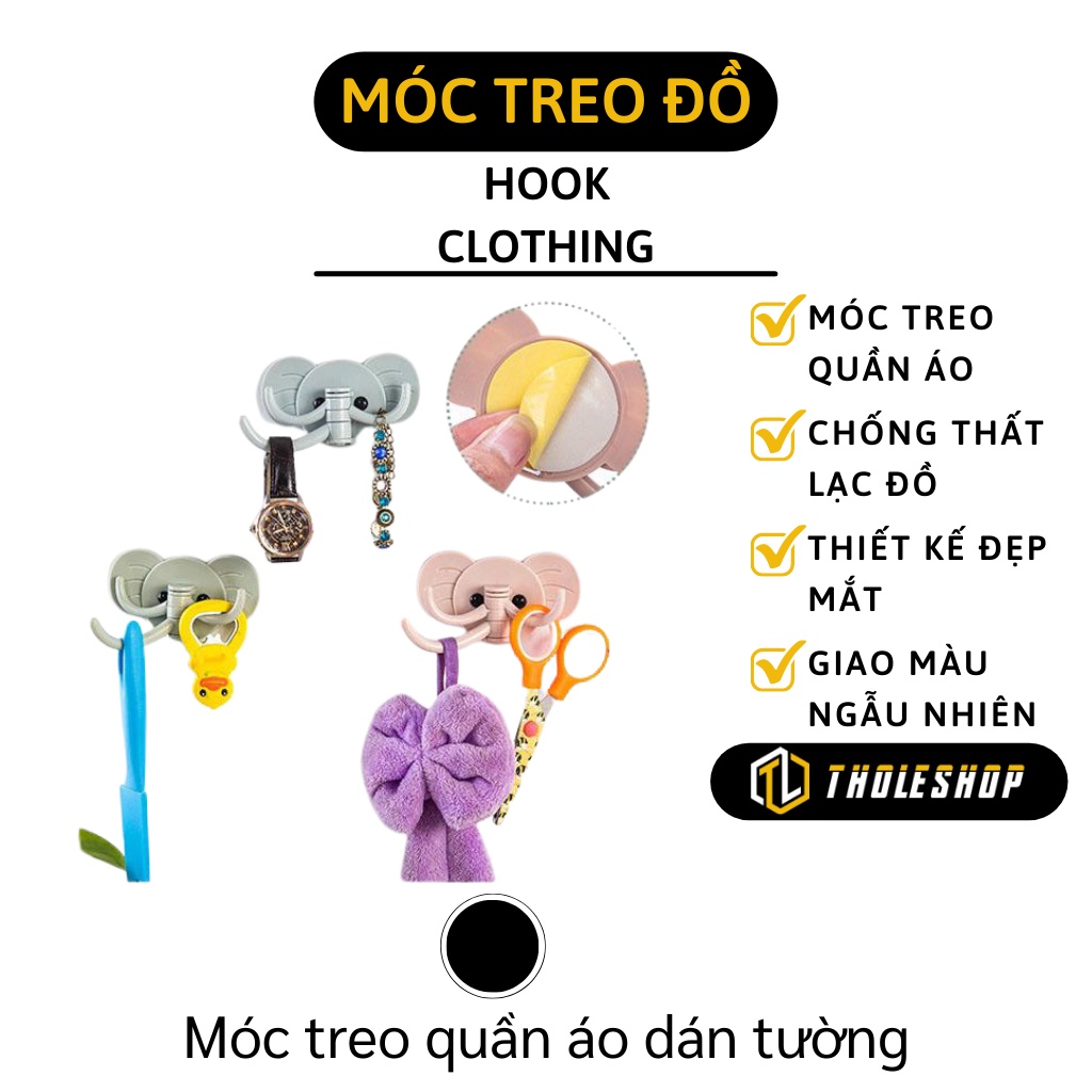 Móc Dán Tường Dễ Thương - Móc Dính Tường Hình Voi Có 3 Vòi Xoay 4537