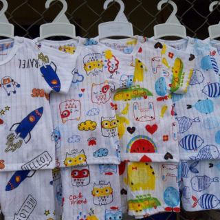Set 5 bộ ngắn bé 5kg đến 16kg_ cotton giấy