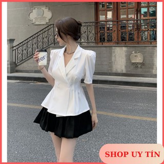 [Order Taobao] Set Áo Vest Ngắn Tay Mix Chân Váy Xòe Bèo Tầng - Feedback Ảnh Cuối