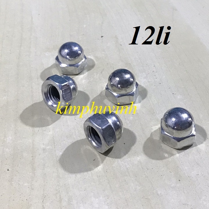 10 Cái - Đai ốc chỏm cầu M12 - Đai ốc mũ 12li - Tán chỏm cầu 12MM