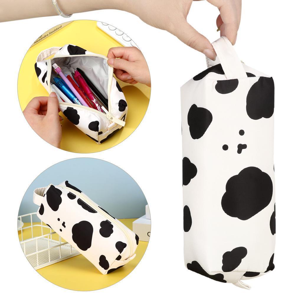 LAKAMIER Túi Đựng Bút In Họa Tiết Bò Sữa Đơn Giản Xinh Xắn