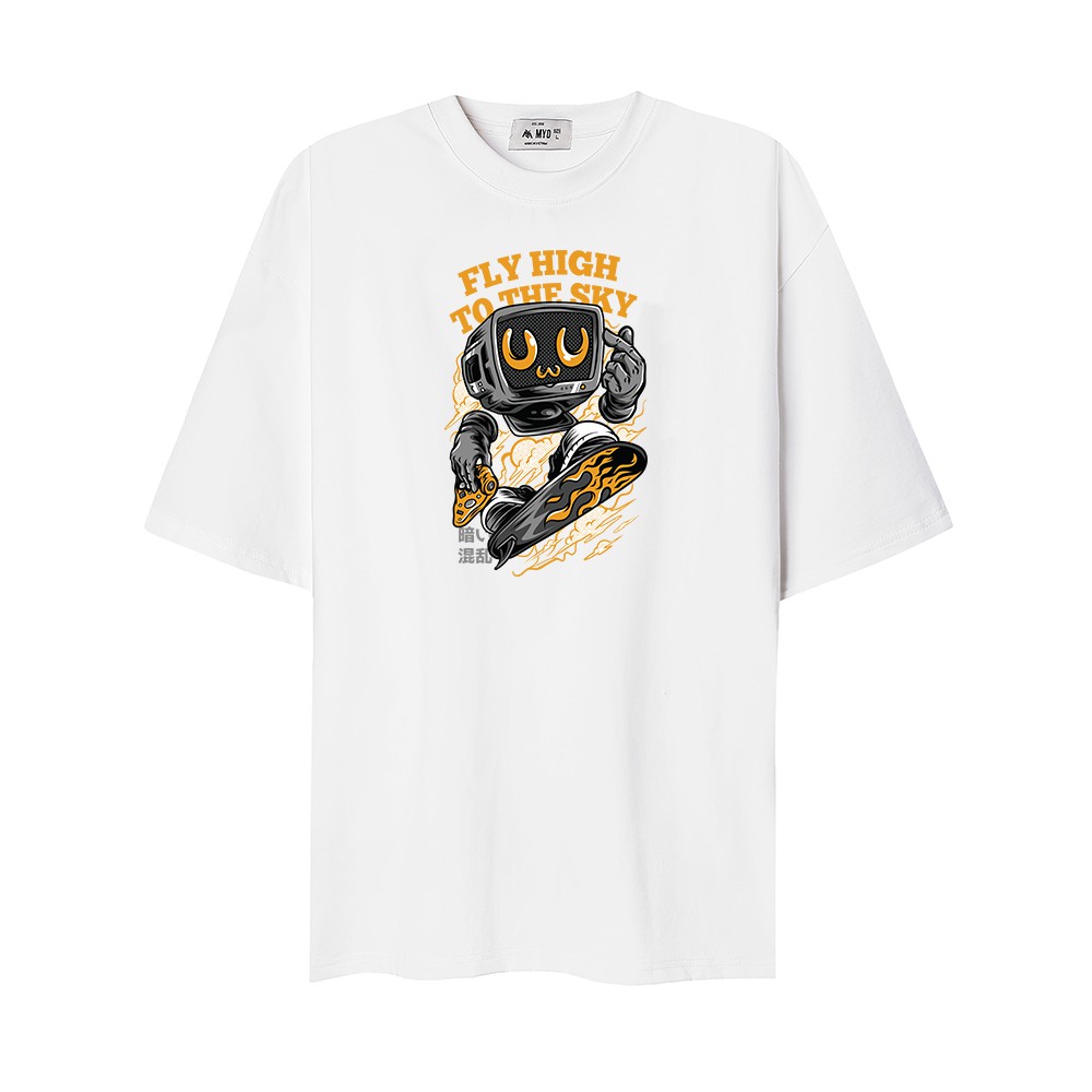 Áo Phông Oversize MYO Vải Cotton In Hình Fly High Sky Neon 2702