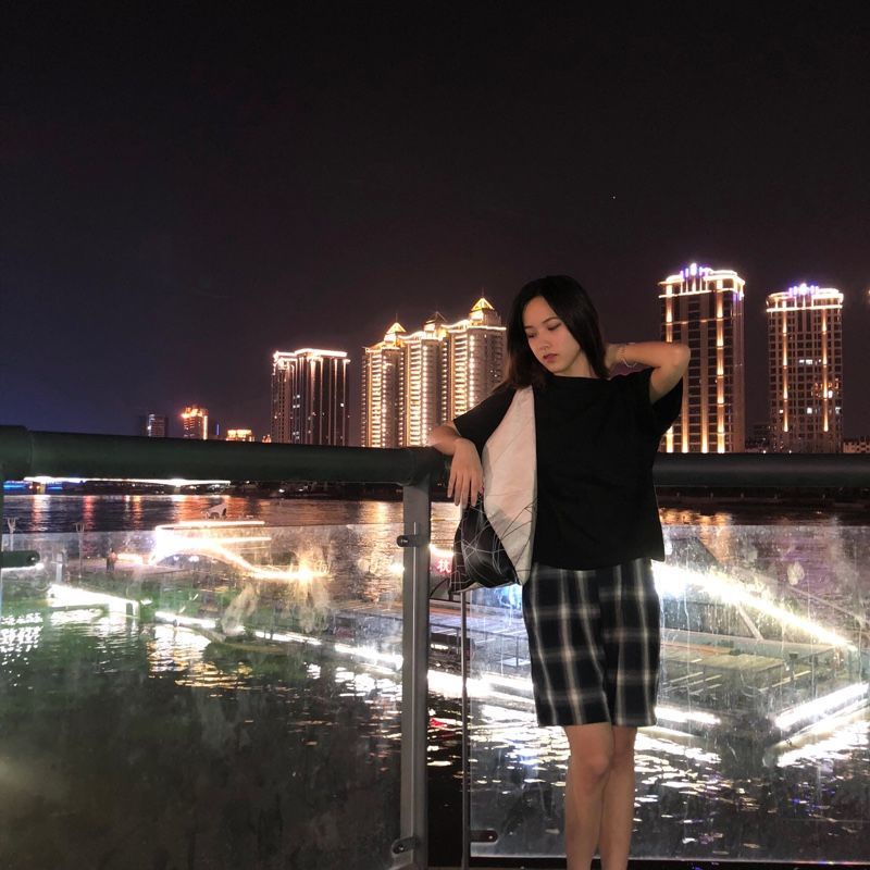 Bộ đồ ngủ ngắn tay họa tiết sọc caro màu đen phong cách Hàn Quốc thời trang mùa hè cho nữ
