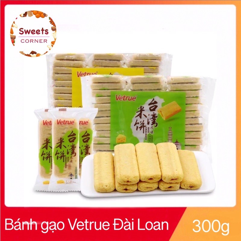 Bánh gạo cuộn trứng muối phomai Vetrue Đài Loan 300g (4 vị)