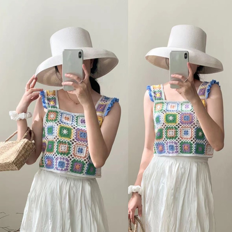 Áo Hai Dây Cổ Vuông Nhiều Màu Sắc Phong Cách Boho Cổ Điển Thời Trang Mùa Hè Cho Nữ