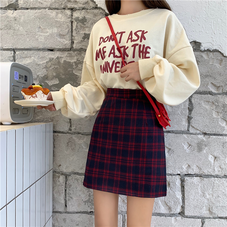 IELGY Chân Váy Chữ A Lưng Cao Họa Tiết Kẻ Sọc Màu Đen Thời Trang Cho Nữ