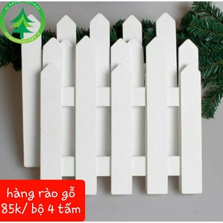 Bộ 4 hàng rào trắng để gốc thông noel - hàng rào gỗ ép quây cây thông có bản lề