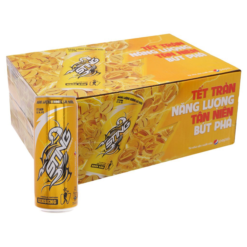 Lốc 6 Lon Nước Tăng Lực Sting Lon 330ml