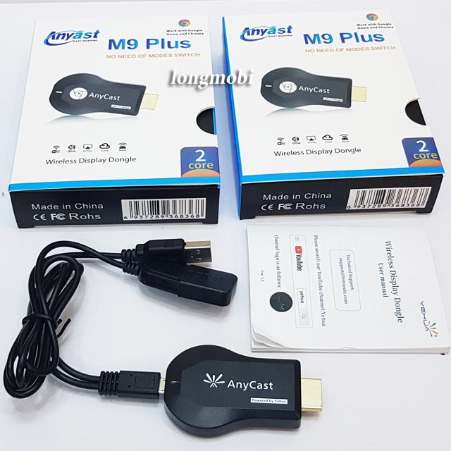 HDMI KHÔNG DÂY ANYCAST M9 PLUS FULLHD 1080P - HỘP XANH