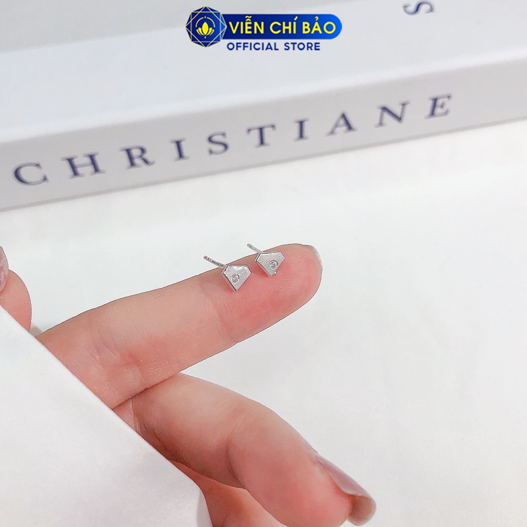 Bông tai kim cương chất liệu bạc 925 thời trang phụ kiện trang sức nữ Viễn Chí Bảo E056