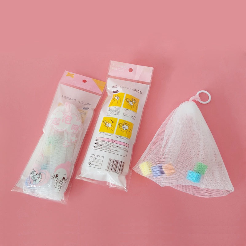 Túi lưới tạo bọt xà bông,túi lưới tắm tạo bọt đựng xà bông xà phòng thảo mộc rửa tay rửa mặt tiện lợi có dây rút