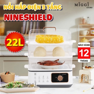 Nồi hấp điện Nineshield KB-3001 - Dung tích cỡ đại 22 lít - Điều khiển cơ - Máy hấp thực phẩm đa năng