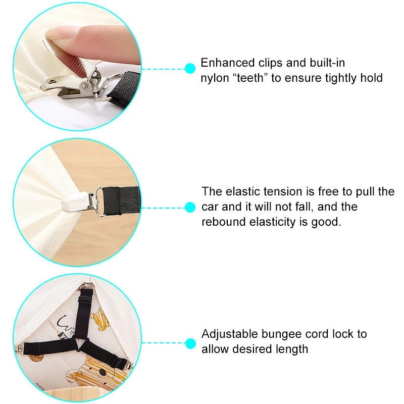 Bộ 4 Kẹp Cố Định Tấm Trải Giường Hình Tam Giác Chống Trượt Đa Năng Tiện Dụng