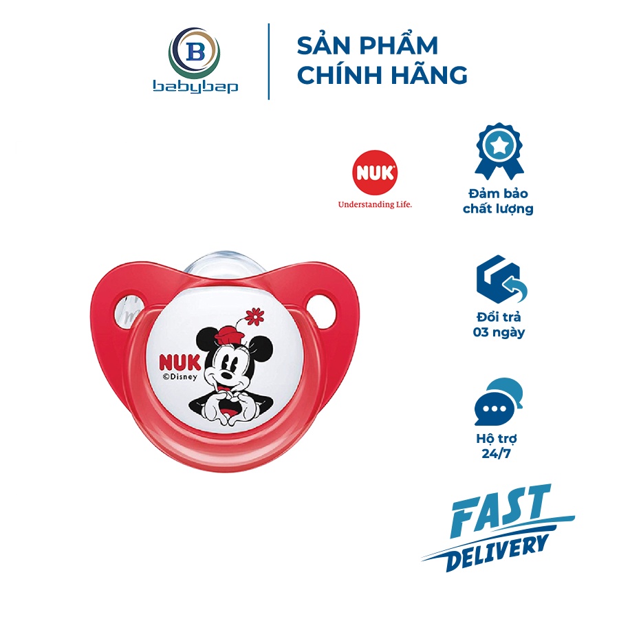 Bộ 2 Ti Giả NUK Sleeptime Silicone Plus (Mickey) An Toàn, Siêu Mềm Và Khó Rách