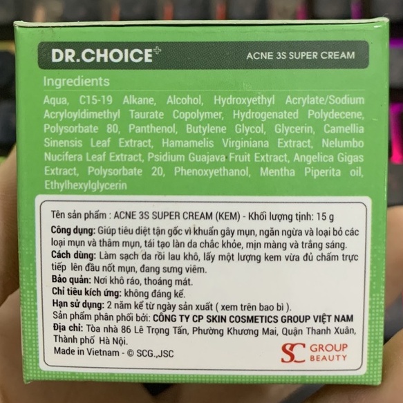 (CAM KẾT CHÍNH HÃNG) KEM DR.CHOICE - XÓA MỤN , THÂM , SẸO , LỖ CHÂN LÔNG TO , TRẮNG DA