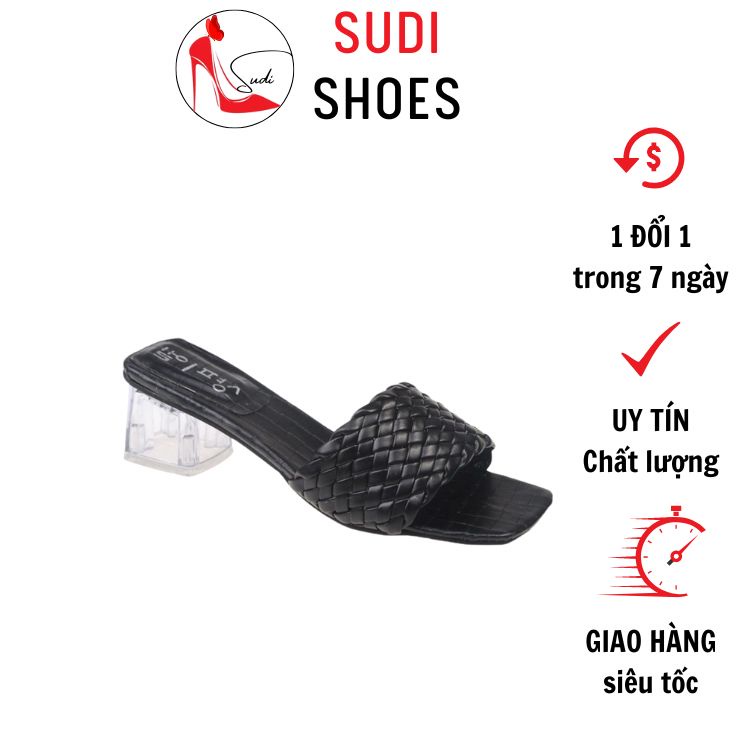 Guốc cao gót 5 phân SUDI - YV_M6_BAF199 quai tết đế vuông trong suốt sang chảnh SUDI - YV_M6_BAF199