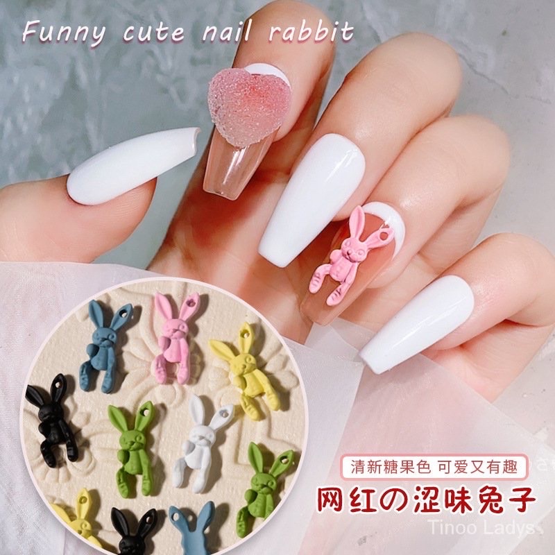 Charm thỏ sứ style nổi loạn ,cá tính .Hàng cao cấp dùng trang trí nail/móng tay