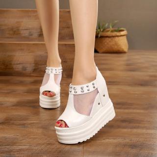 Giày Lưới Đế Xuồng Siêu Cao 12CM Chống Nước Cho Nữ