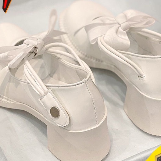 Giày Cao Gót Da Mềm Thắt Nơ Phong Cách Lolita Nhật Bản Cho Nữ