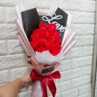 Hoa hồng sáp thơm hoa đỏ 15 bông