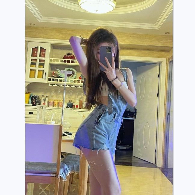 Bán Chạy!F &amp; X Quần Yếm Denim Ngắn Dáng Rộng Phong Cách Retro Thời Trang Xuân Hè Mới 2022 Cá Tính Dễ Phối Đồ Cho Nữ