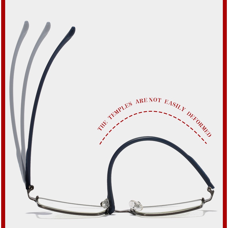 Kính đọc sách chống ánh sáng xanh cho nam mới Chất liệu khung kim loại chất lượng cao Kính đọc bảo vệ bức xạ + 100°(+1.00), +150°(+1.50), +200°(+2.00), +250°(+2.50), +300°(+3.00),